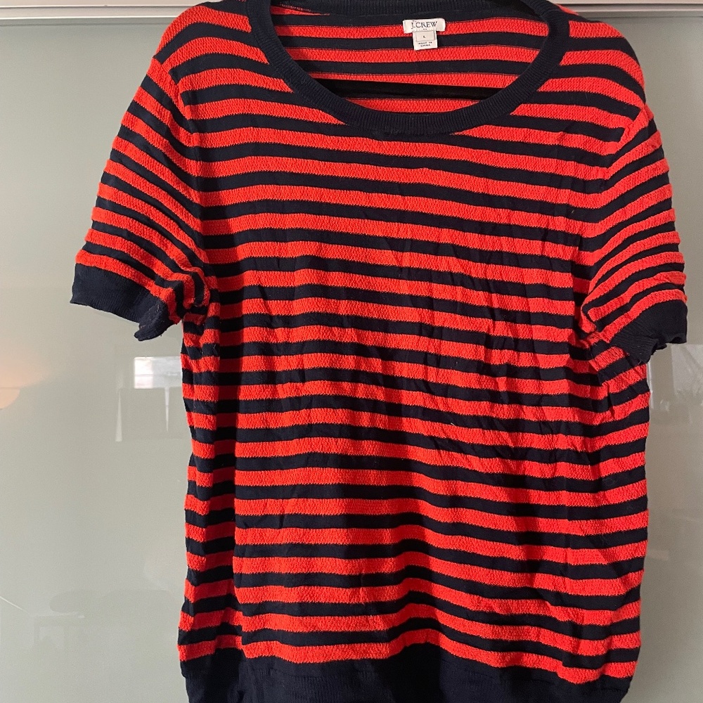 Jcrew 100% cotton knit striped top size L